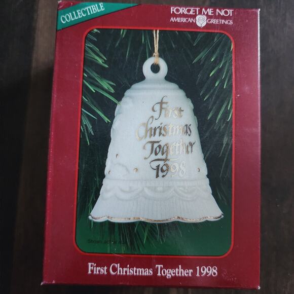 1998 American Greeting Forget me Not First Christmas Together Christmas Ornament - Picture 1 of 6